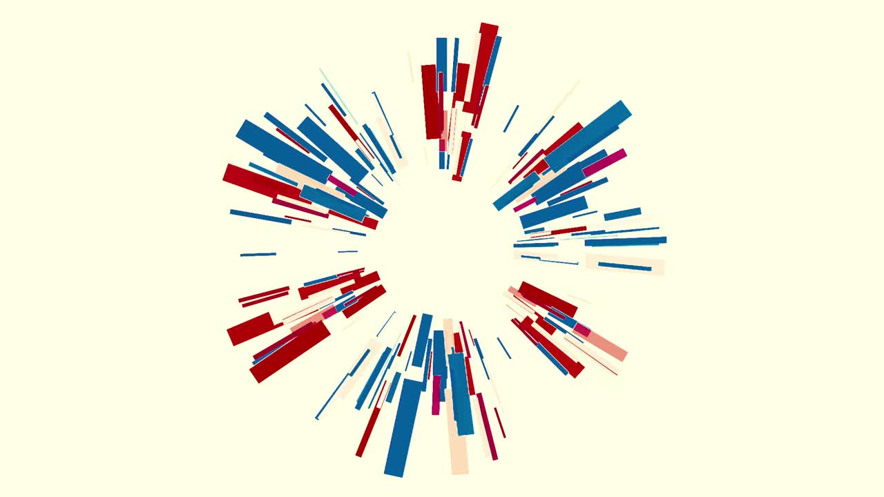 빨간색, 파란색, 색으로 추상적인 기하학적 폭발 패턴