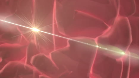 creating abstract effect, glowing light shining through red neural network animation