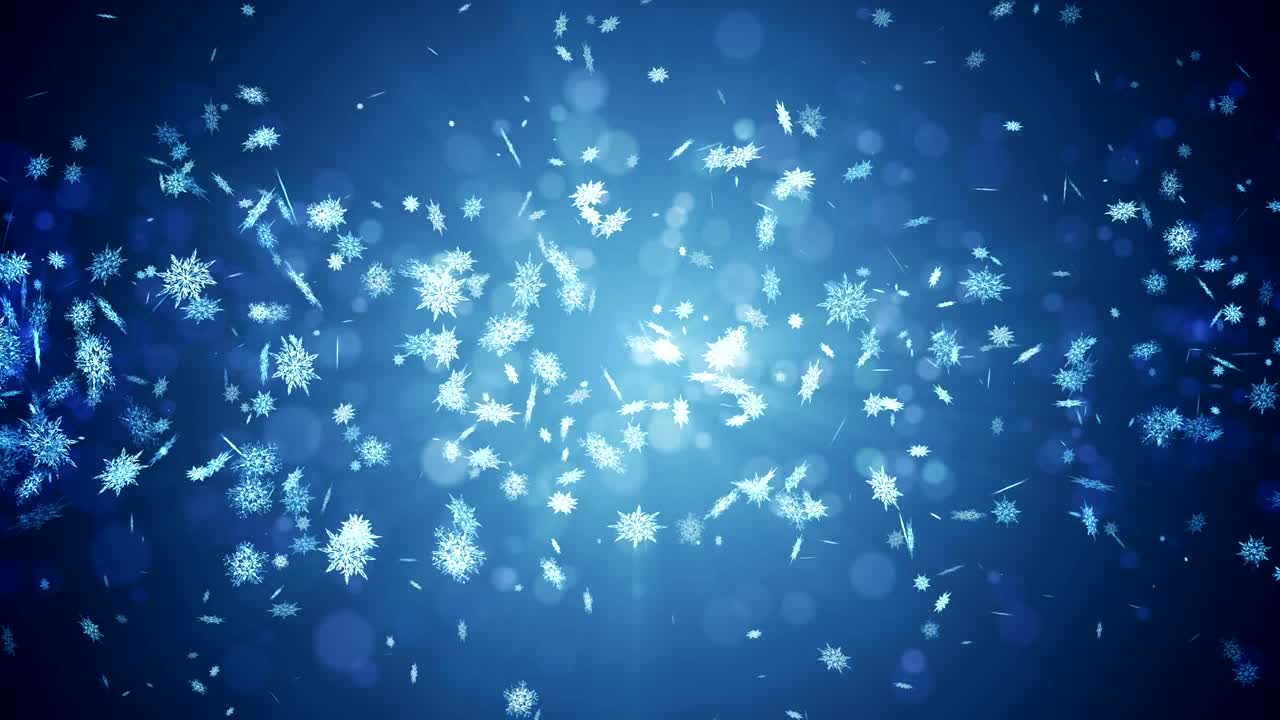 아름다움의 눈송이와 함께 반이는 겨울의 상징, 스핀 눈에서 소용돌이, 겨울 패턴, 아름다움 춤추는 눈송이, 추상적인 루프 애니메이션.