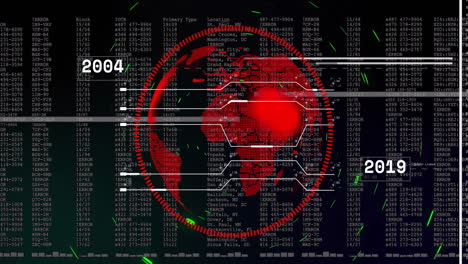 animación del procesamiento de datos en todo el mundo