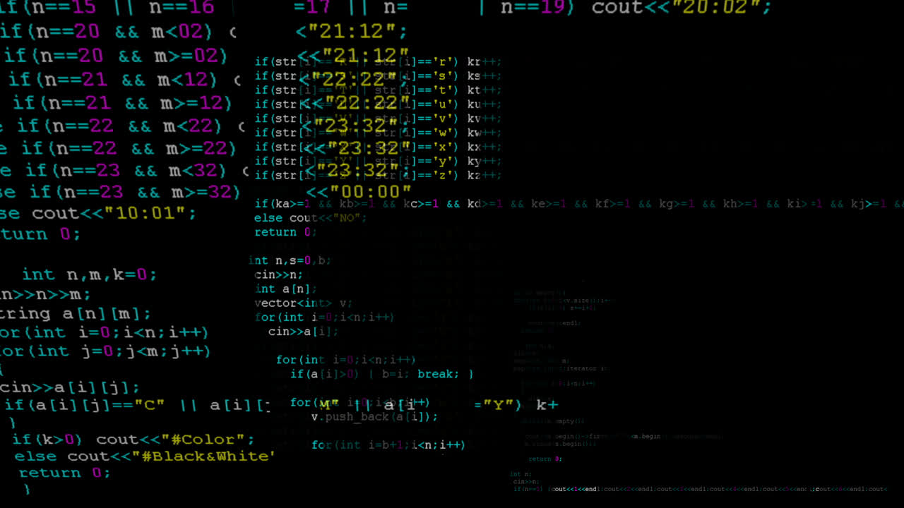 Source code on the monitor screen. Source code
