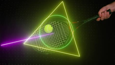 Animation-Eines-Neonscanners,-Der-Daten-Eines-Tennisspielers-Verarbeitet,-Der-Den-Ball-Mit-Einem-Schläger-Schlägt