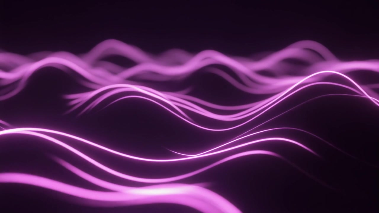 Abstract Glowing Purple Neon Waves Moving in Dark Space