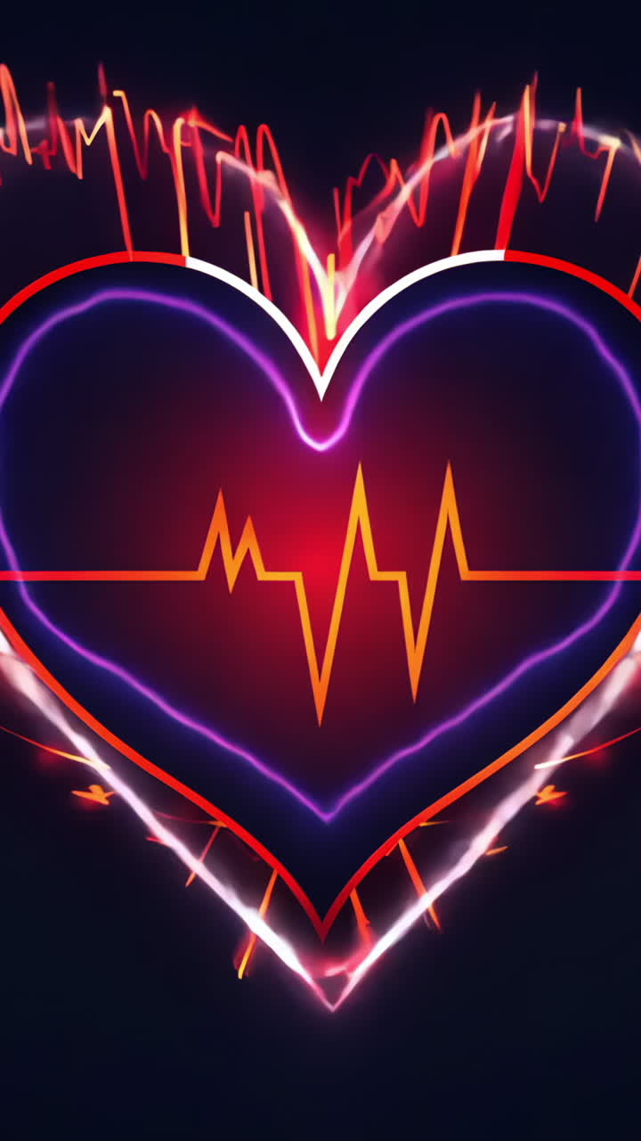 A heart with a red line through it. The heart is surrounded by a red line that looks like an ECG. The image has a dark background and a bright red color scheme
