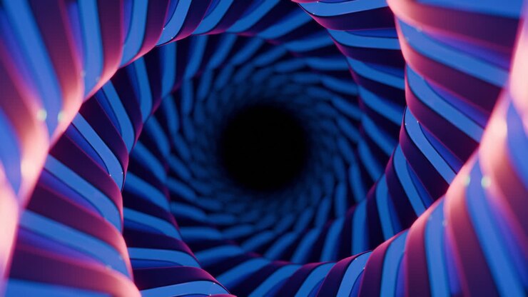 Animação em Loop Contínuo de Túnel Espiral Abstrato Azul e Rosa