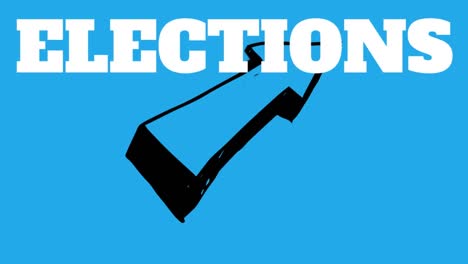 animation of elections text over arrow icon on blue background