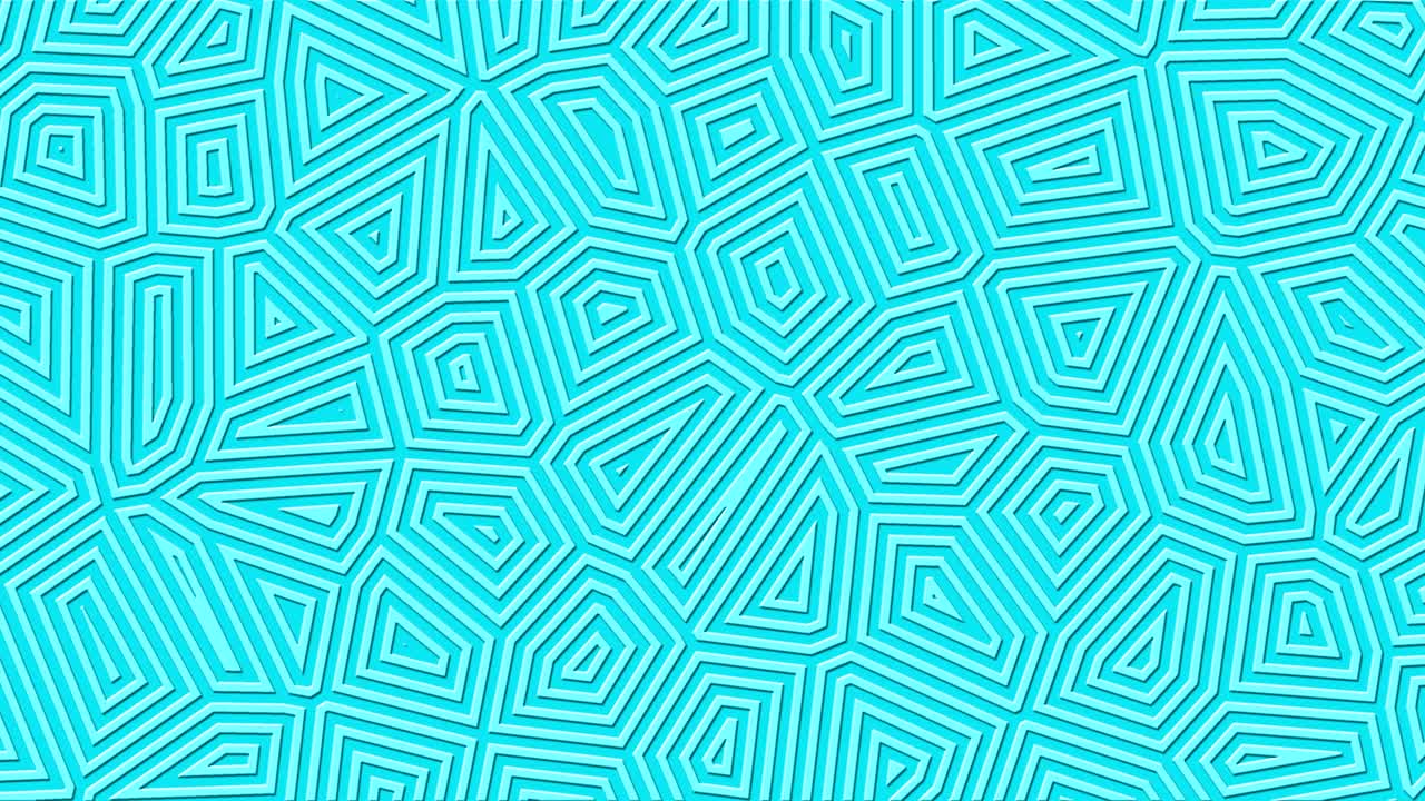 4k Brightly turquoise geometric background. Abstract shapes looped move. Stylish modern motion design.