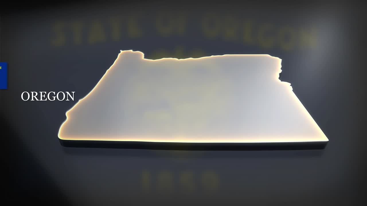 오리건의 3d 애니메이션 지도