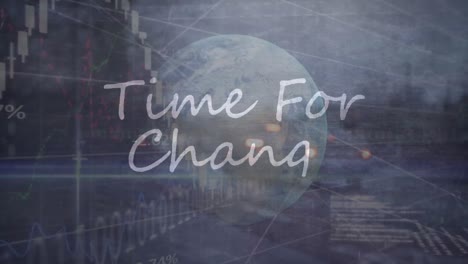 animation du traitement des données et du temps de changement du texte sur le globe.