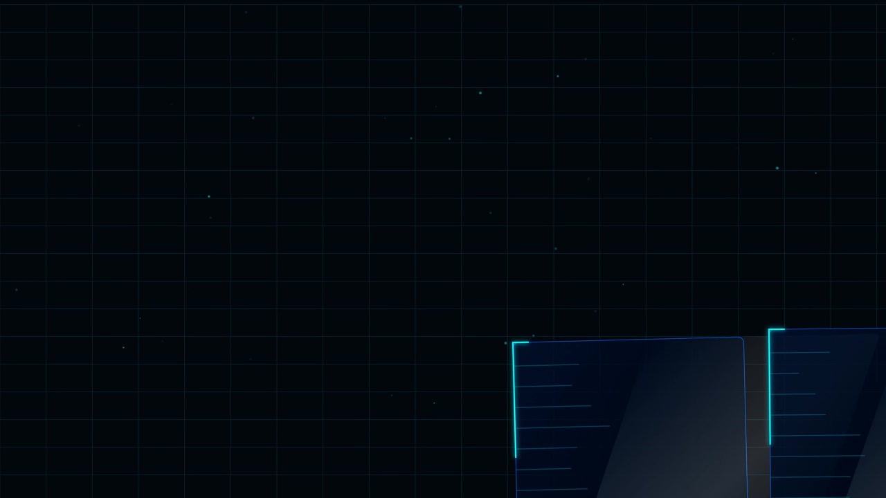 Abstract Digital Interface with Glowing Blue Data Panels