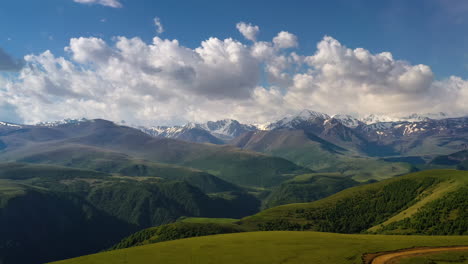 elbrus region. flying over a highland plateau. beautiful landscape of nature.