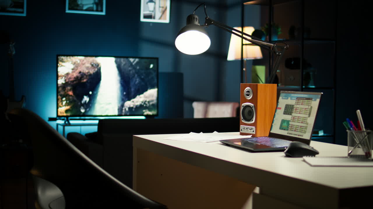 acogedor apartamento de loft urbano con una configuración contemporánea de oficina en el hogar