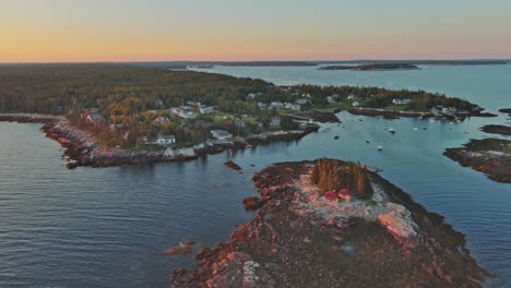 establishing golden hour aerial over cape island