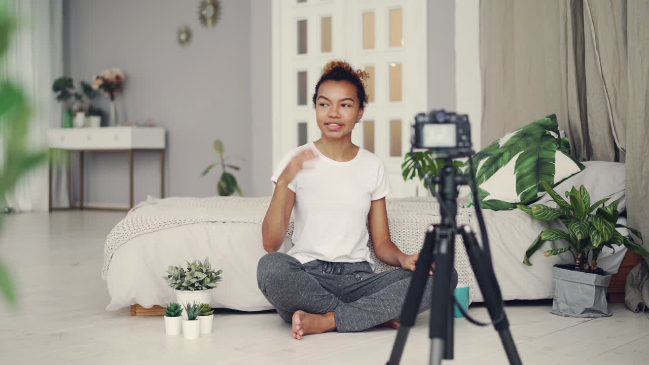 Woman Recording a Video Blog in Her Home