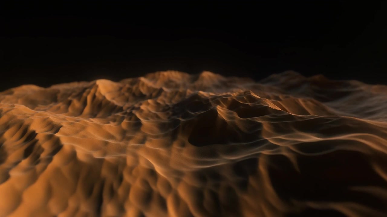 Animazione 3D astratta di un paesaggio ondulato dorato