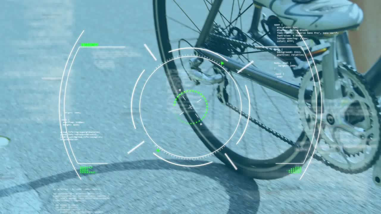 Animation of data processing over modern building and cityscape