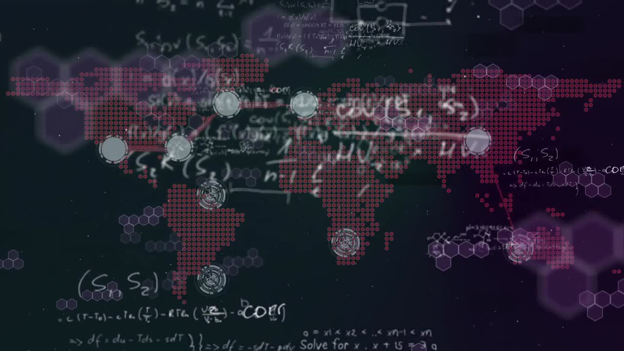 animación del procesamiento de datos sobre el mapa del mundo