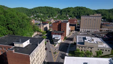 aerial fast push over bluefield west virginia skyline