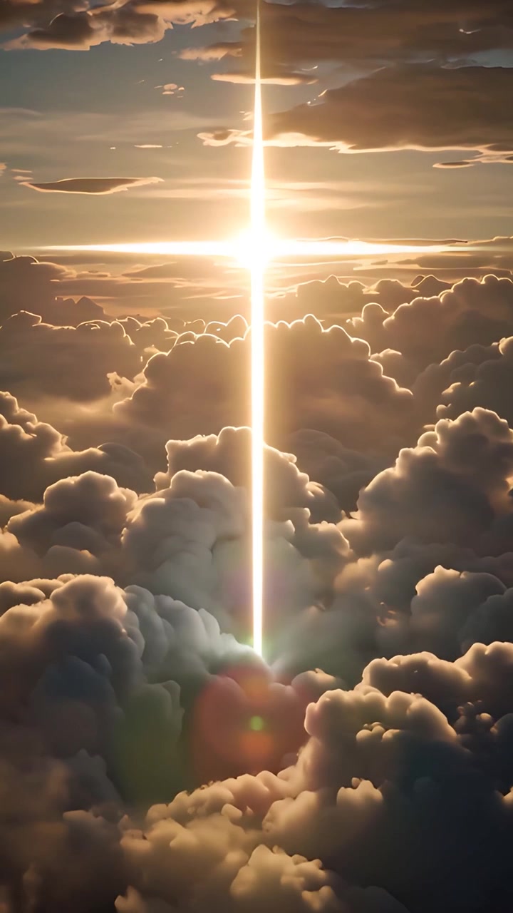 Sfondo per Adorazione 4K: Croce Cristiana e Luce Celeste