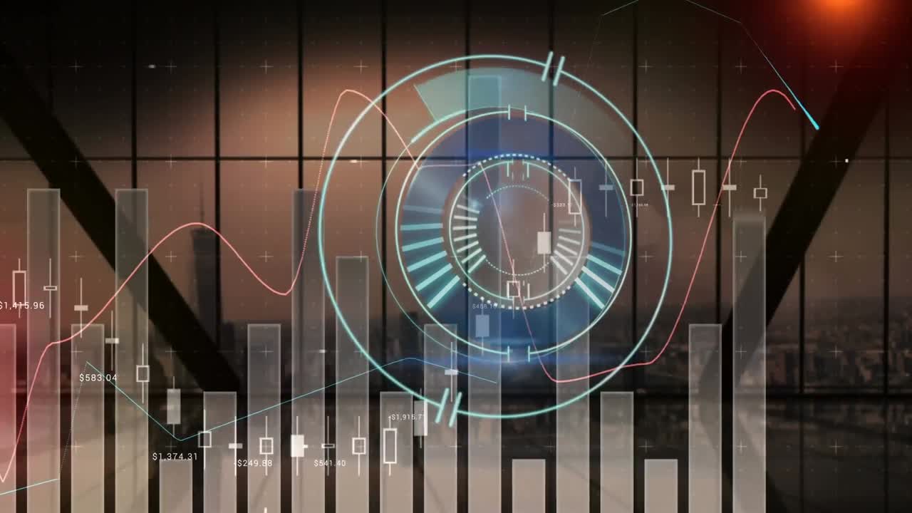 Animation of scope scanning over statistics and financial data processing