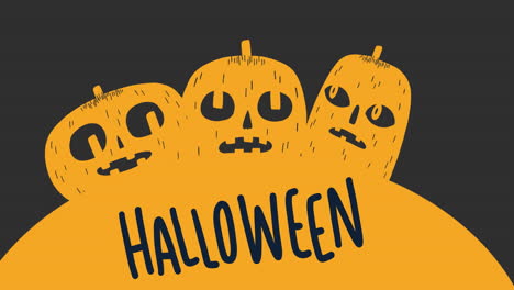 animación del texto de halloween sobre la calabaza en gris