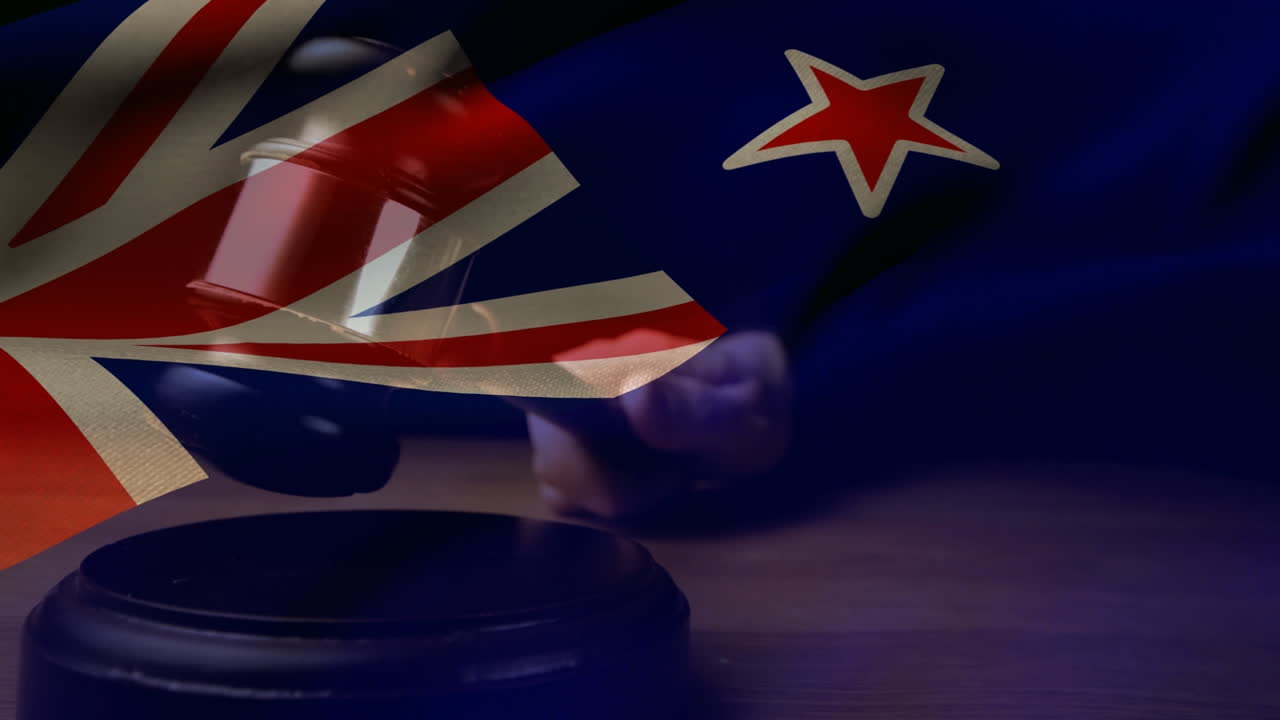 Digitally animation of England Flag and gavel 4k