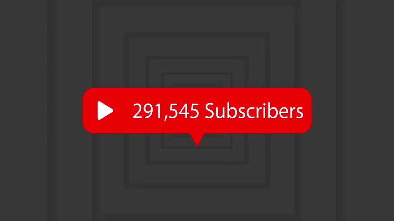 icono de juego con el aumento de los suscriptores contra cuadrados concéntricos en fondo gris