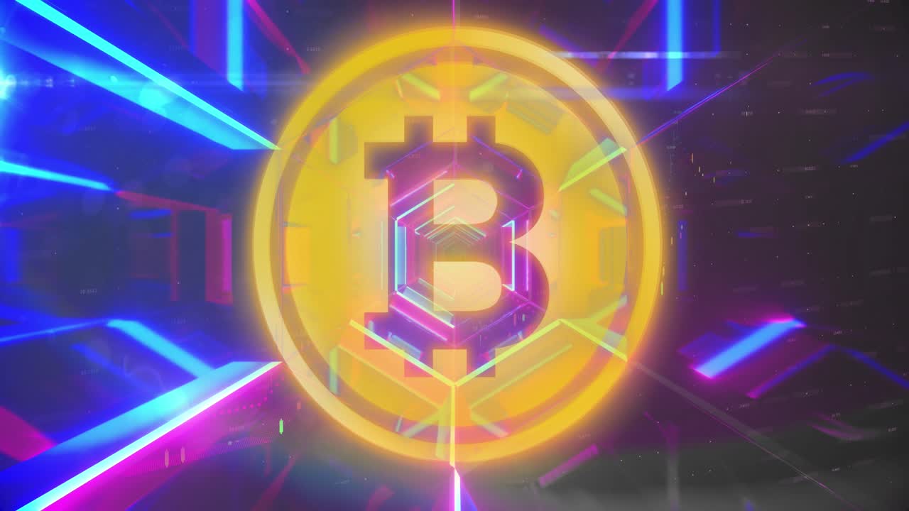 Animação de texto de oferta sobre círculos e quadrados laranja neon