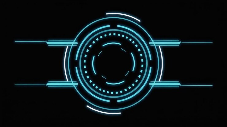 Elemento HUD Futuristico Animato con Cerchi Blu e Bianchi