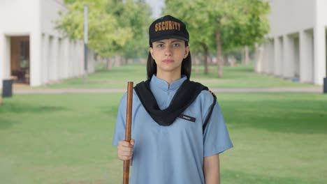 Angry-Indian-female-security-guard-staring-at-someone