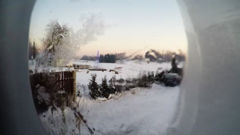 Escarcha-De-Hielo-De-Invierno-En-El-Cristal-De-La-Ventana