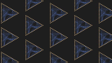 digital seamless triangles pattern with neon dots on black gradient
