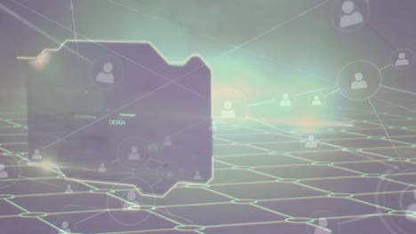 animation of network of connections and texts over black background