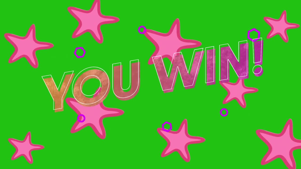 당신이 분홍색 별을 통해 텍스트를 이기는 애니메이션