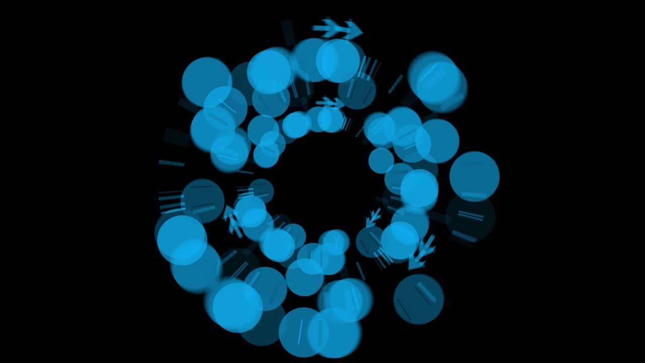 Abstract Blue Circles on Black Background