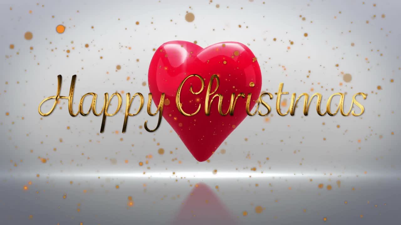 박동하는 심장 위에 행복한 크리스마스 텍스트의 애니메이션