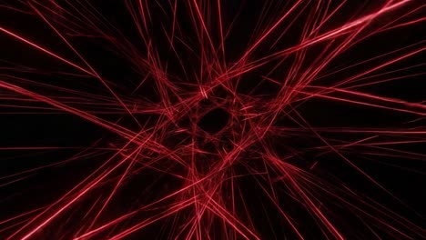 dynamic red light rays creating a hypnotic tunnel effect with intricate patterns and textures, drawing the viewer into an enigmatic visual experience