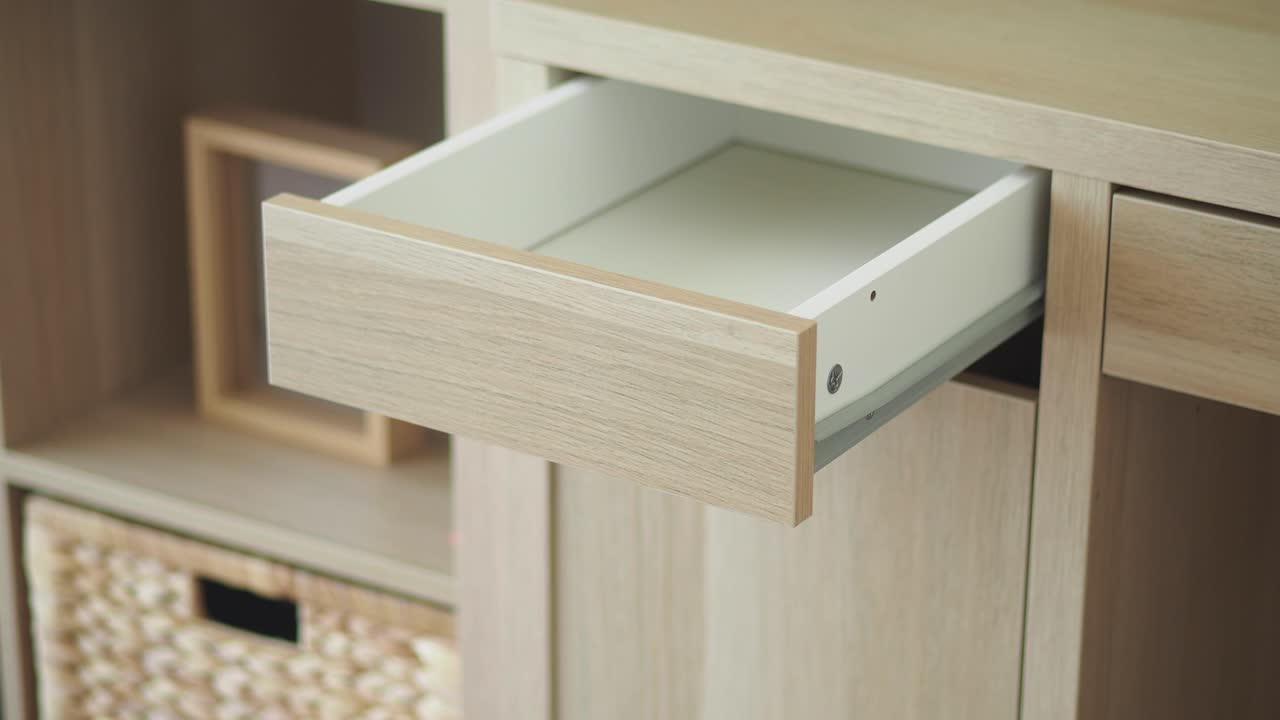 Open Empty Drawer in Modern Wooden Desk