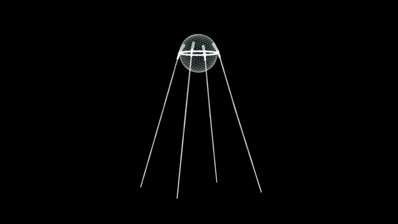 Hologram screen 3d of Sputnik Satellite - loop