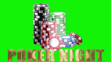 3d illustration of chips and "poker night" symbolism over a green screen