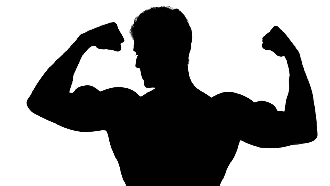 근육 을 구부리는 사람 의 근육 의 실루 ⁇