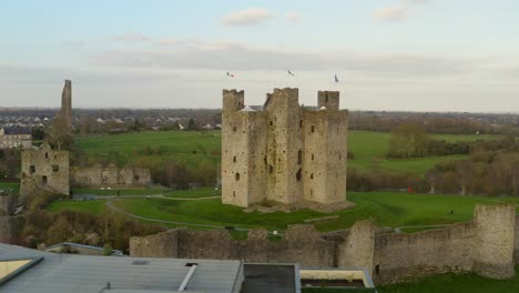 aerial parallax of trim castle on a sunny day