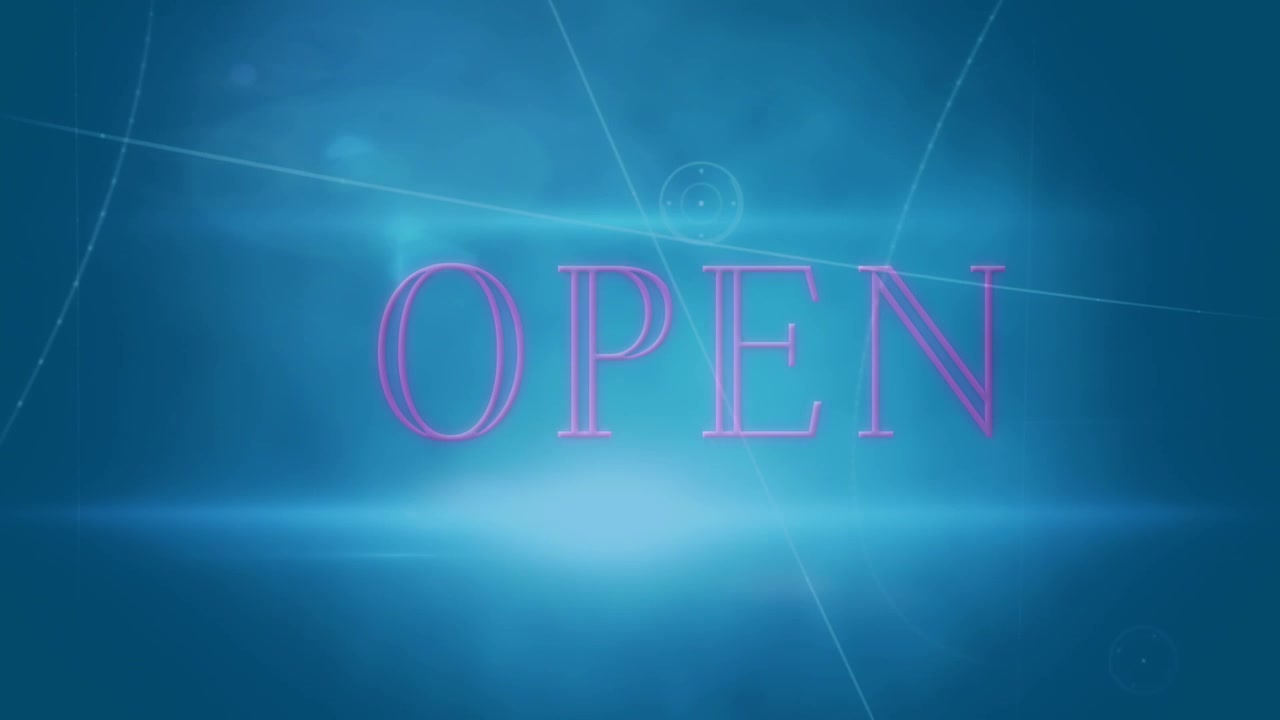 Animation of open text over network of connections over on blue background