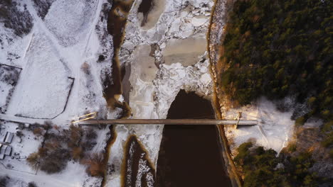 suspension bridge over the gauja river near the valmiera city in latvia