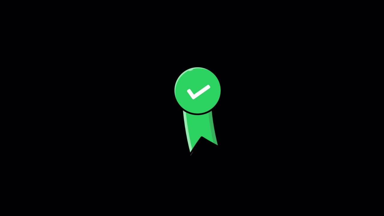Animated Green Ribbon Badge with Checkmark