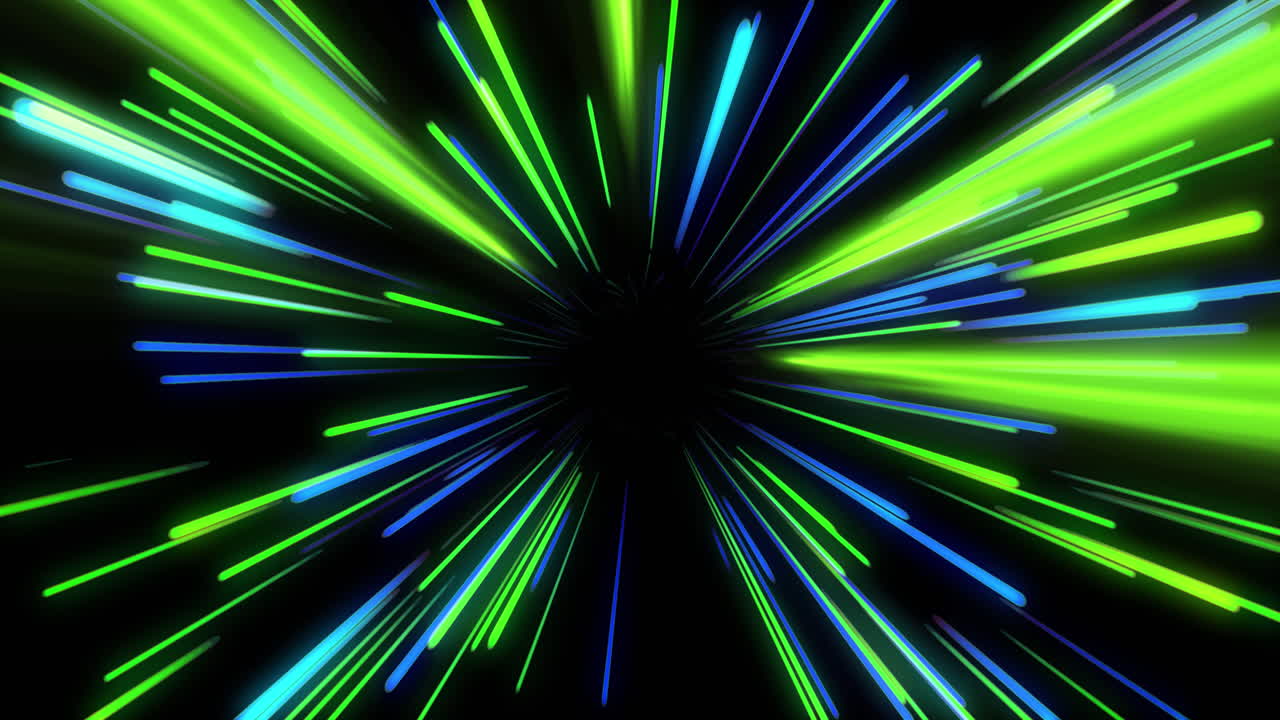 Animation of tunnel of glowing light trails of data transfer