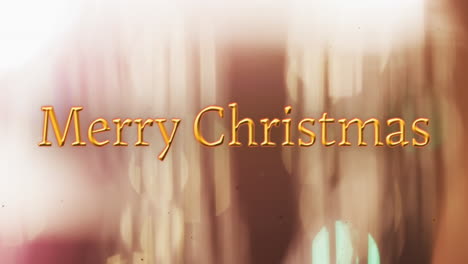 Animation-of-merry-christmas-text-over-yellow-spots-of-light-background