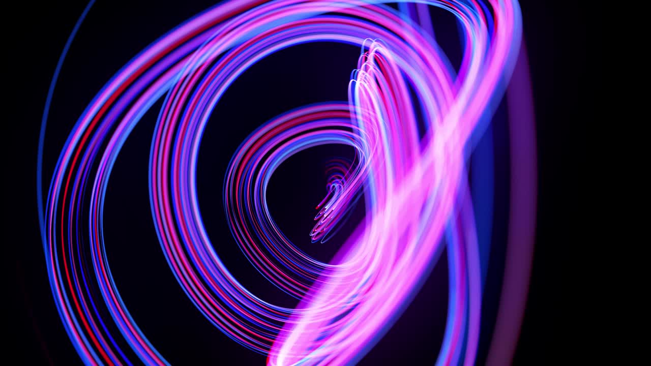 flujo de luz bg en 4k. fondo en bucle abstracto con rastros de luz, flujo de líneas de neón rojo azul en el espacio se mueven para formar formas espirales en bucle. fondo de diseño de movimiento moderno de moda. efecto de luz,