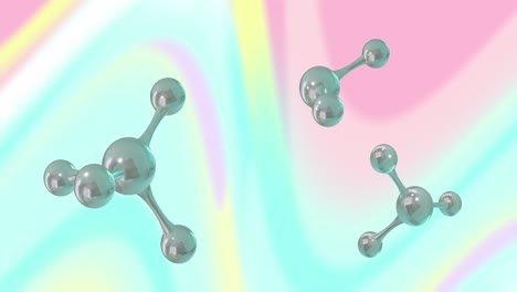 animation of micro of molecules models over multi coloured background