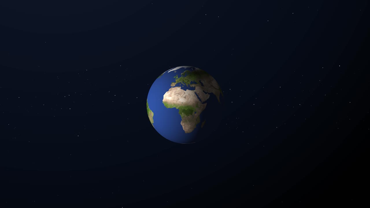 animación que representa la rotación de la tierra en un espacio estrellado